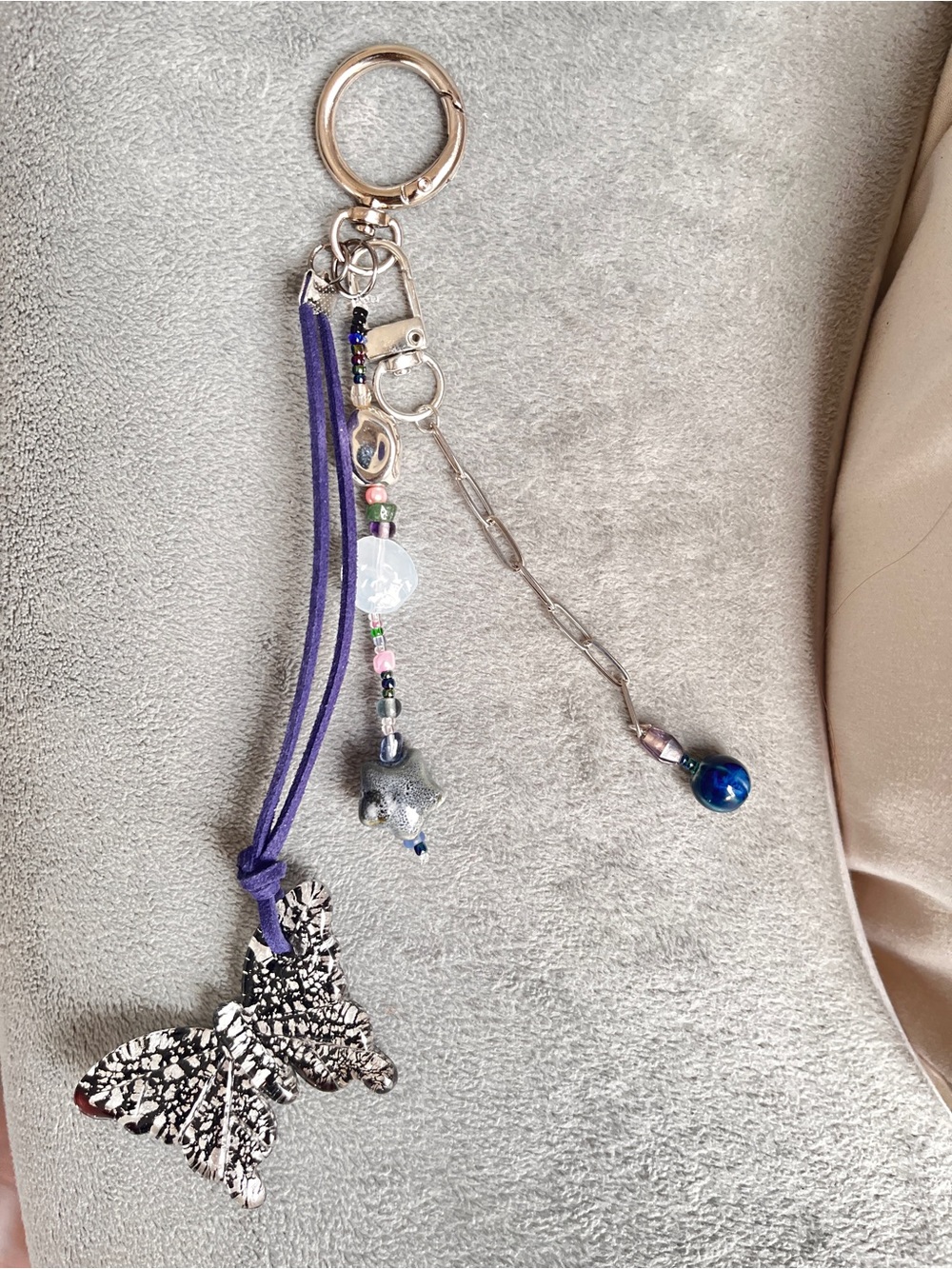 Navy Butterfly Bag Charm Keychain - Picture 2 of 4